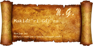Maklári Géza névjegykártya