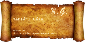 Maklári Géza névjegykártya